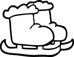 line drawing cartoon ice skating boots