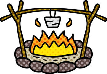 hand drawn cartoon doodle of a camp site