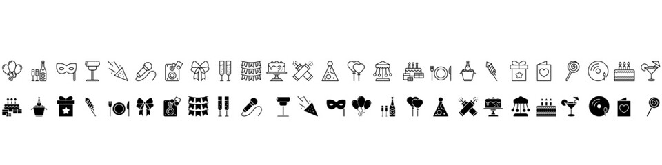 Celebration icon vector set. holiday illustration sign collection. Party symbol. event logo.