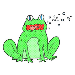 freehand drawn cartoon burping frog