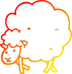 warm gradient line drawing of a cartoon sheep