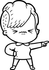 cartoon annoyed hipster girl