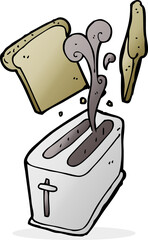 cartoon toaster spitting out bread