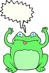 freehand drawn comic book speech bubble cartoon funny frog