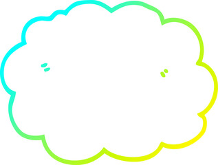 cold gradient line drawing of a cartoon cloud