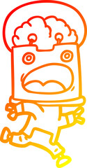 warm gradient line drawing of a cartoon robot