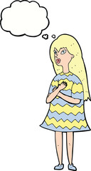 cartoon surprised girl with thought bubble