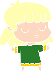 flat color style cartoon indifferent woman