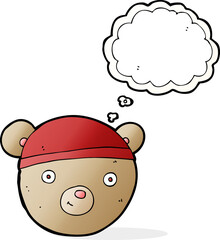 cartoon teddy bear face with thought bubble