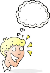freehand drawn thought bubble cartoon excited man