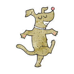 freehand textured cartoon dancing dog