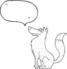freehand drawn speech bubble cartoon wolf