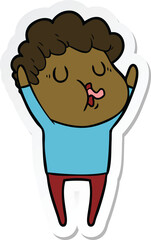 sticker of a cartoon man singing