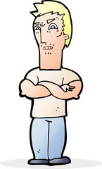 cartoon annoyed man with folded arms