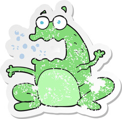 Fototapeta premium retro distressed sticker of a cartoon burping frog