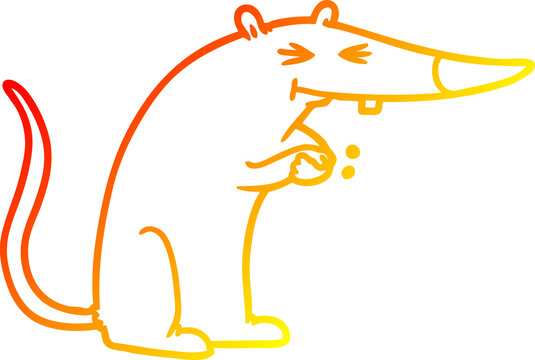 recommend clip art: warm gradient line drawing of a cartoon sneaky rat