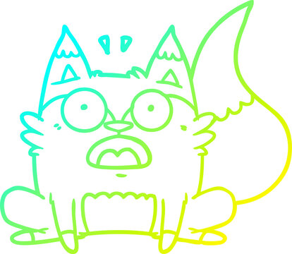 recommend clip art: cold gradient line drawing of a cartoon startled fox