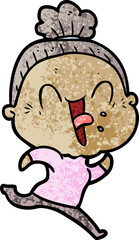cartoon happy old woman