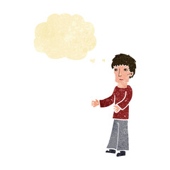 cartoon man explaining with thought bubble