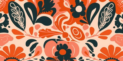 Ukrainian style ornament. Hand drawn abstract organic shapes pattern. Collage contemporary floral print. Fashionable template for design, Generative AI