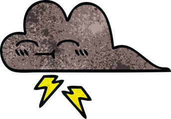 retro grunge texture cartoon of a storm cloud