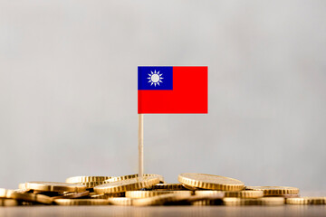 The Flag of Taiwan with Coins.