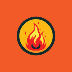 fire icon on metal button