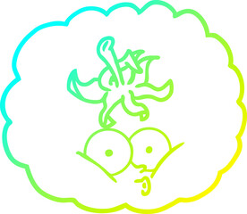 cold gradient line drawing of a cartoon tomato