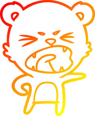 warm gradient line drawing of a angry cartoon bear