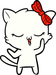 cartoon cat with bow on head