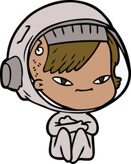 cartoon astronaut woman