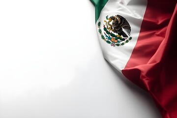 A Mexican flag on a white background with copyspace. Generative AI