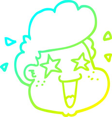 cold gradient line drawing of a cartoon boy's face