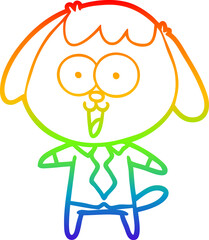 Obraz premium rainbow gradient line drawing of a cute cartoon dog