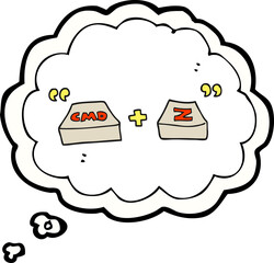freehand drawn thought bubble cartoon command Z function