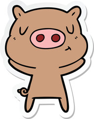 sticker of a cartoon content pig