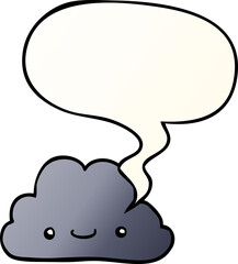 cute cartoon cloud with speech bubble in smooth gradient style