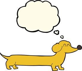 cartoon dachshund with thought bubble