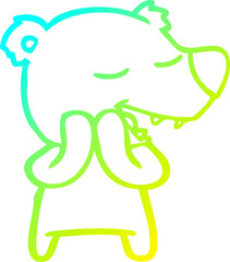 cold gradient line drawing of a cartoon polar bear
