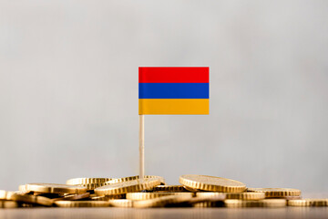The Flag of Armenia with Coins.