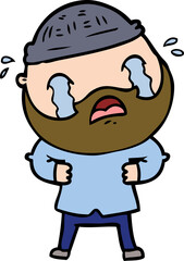 Naklejka premium cartoon bearded man crying