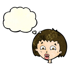 cartoon shocked expression  with thought bubble