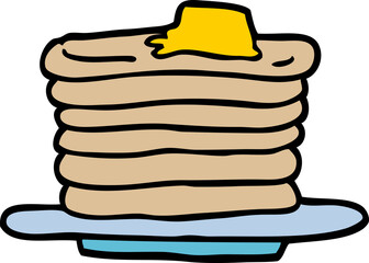 cartoon doodle stack of pancakes