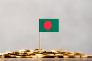 The Flag of Bangladesh with Coins.