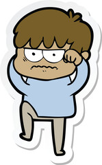 Obraz premium sticker of a annoyed cartoon boy