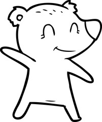 smiling bear pointing