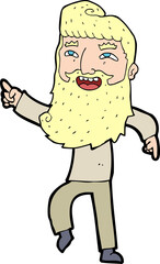 cartoon man with beard laughing and pointing