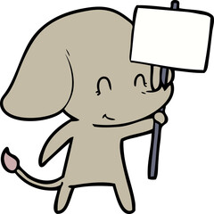 cute cartoon elephant with sign