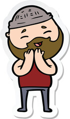 sticker of a cartoon happy bearded man