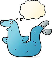 cartoon seal with thought bubble